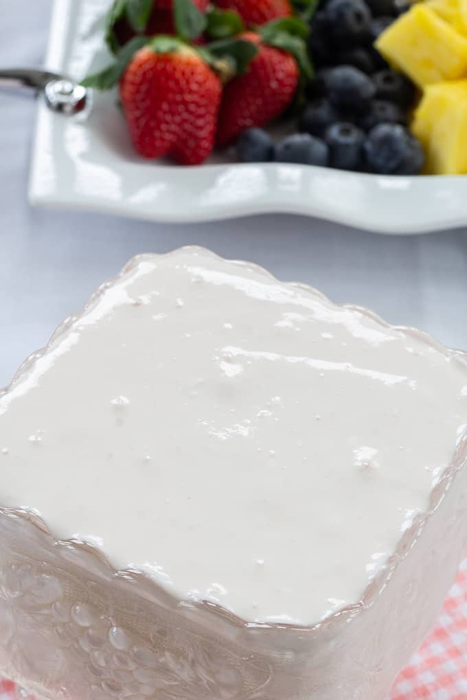 Heavenly Party Fruit Dip combines just 3 ingredients, Greek yogurt, cream cheese, and marshmallow cream to make this tasty dip that is perfect for fruit. 