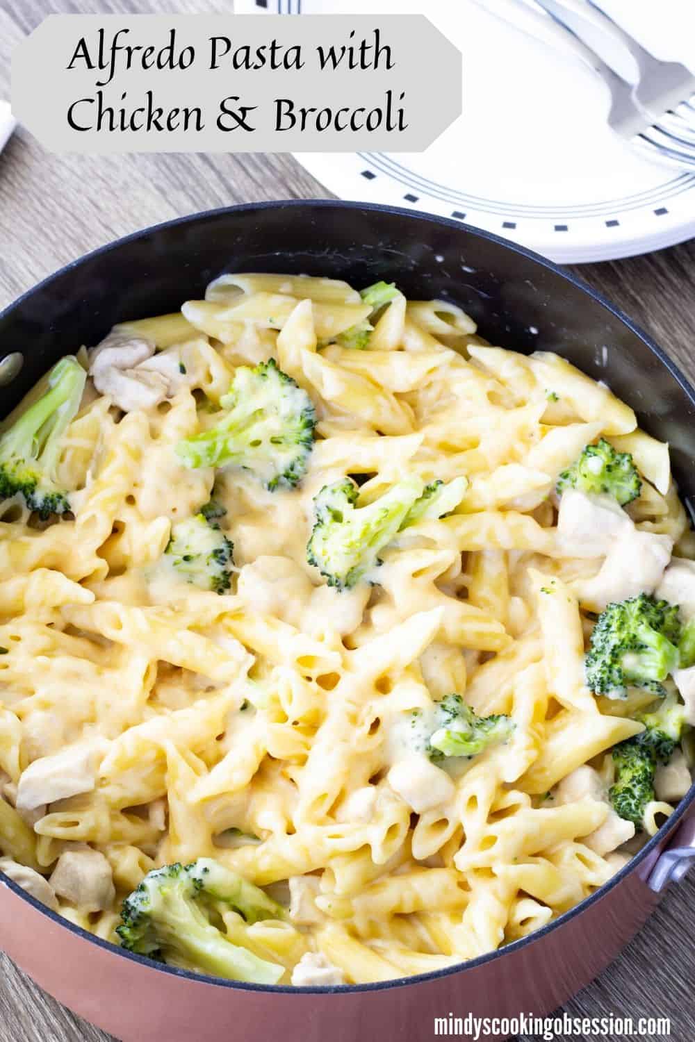 Alfredo Chicken Pasta & Broccoli features jar sauce, short cut pasta, chicken breast, and Parmesan cheese. On the table in 30 minutes! via @mindyscookingobsession