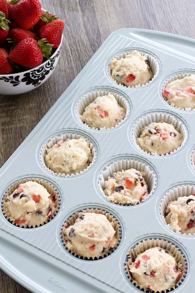 Strawberry Chocolate Chip Muffins have the perfect combination of strawberries and chocolate. Easy to make and bursting with fresh flavor.