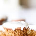 Gingerbread Cupcakes with Maple Glaze are moist and spicy, topped with an easy and flavorful glaze making them the perfect holiday dessert!