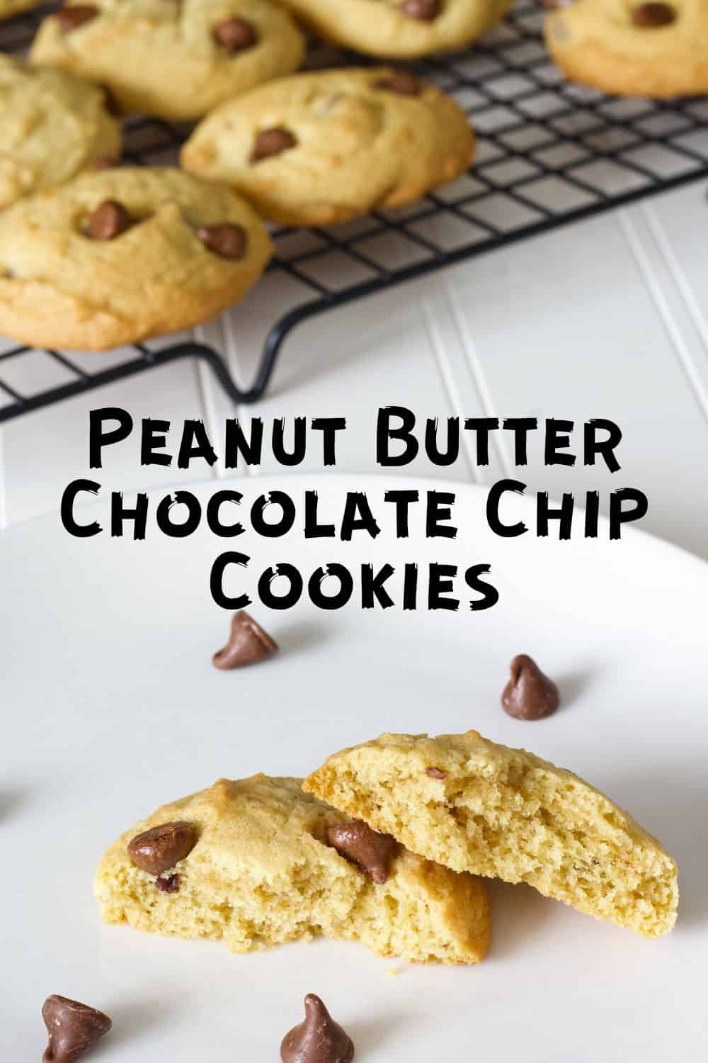 Peanut Butter Chocolate Chip Cookies - an easy, soft, fluffy, cake like cookie made with chunky peanut butter and milk chocolate chips.
