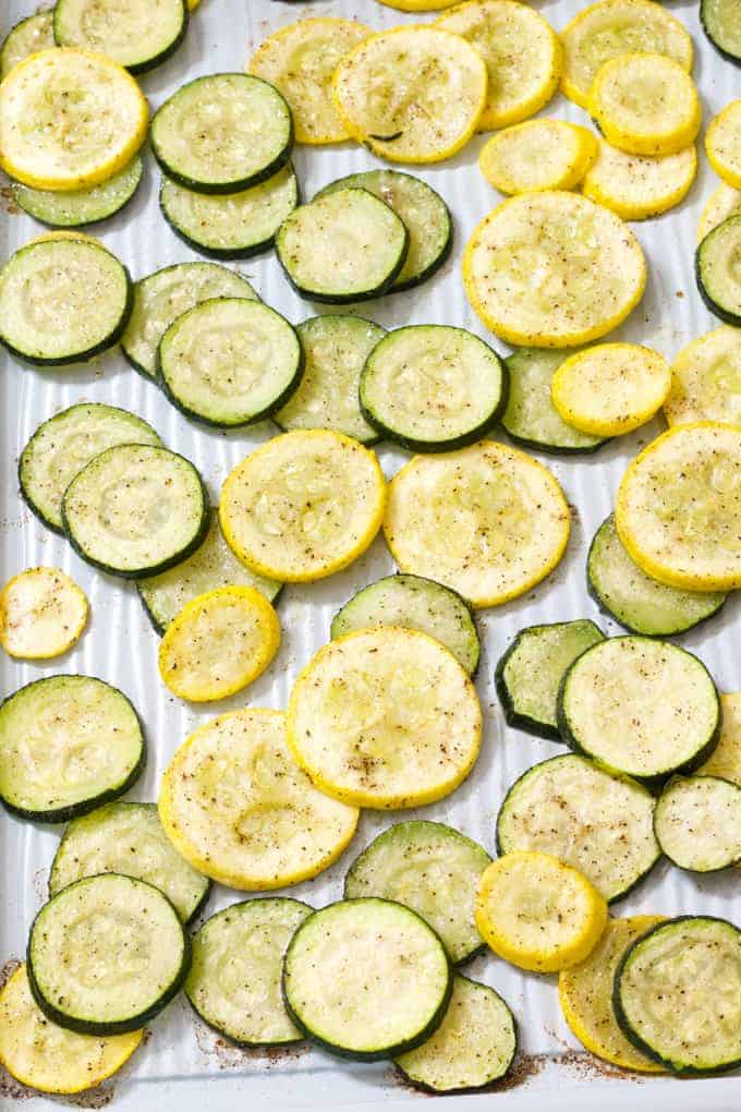 Roasted Zucchini & Summer Squash is an easy, delicious, and healthy five ingredient side dish that can be on the table in no time.