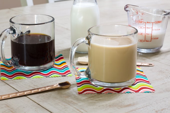 Easy Homemade Vanilla Coffee takes ordinary coffee to the next level and needs just four ingredients; coffee, milk, vanilla and brown sugar.