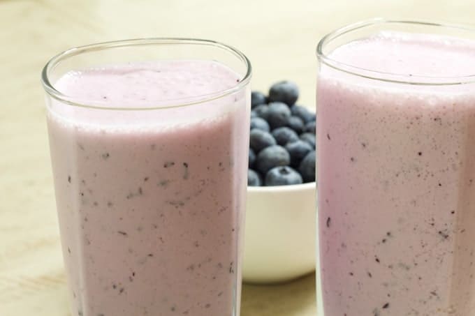 This five ingredient milk-based Healthy Blueberry Yogurt Smoothie features vanilla Greek yogurt and is as delicious as it is good for you!