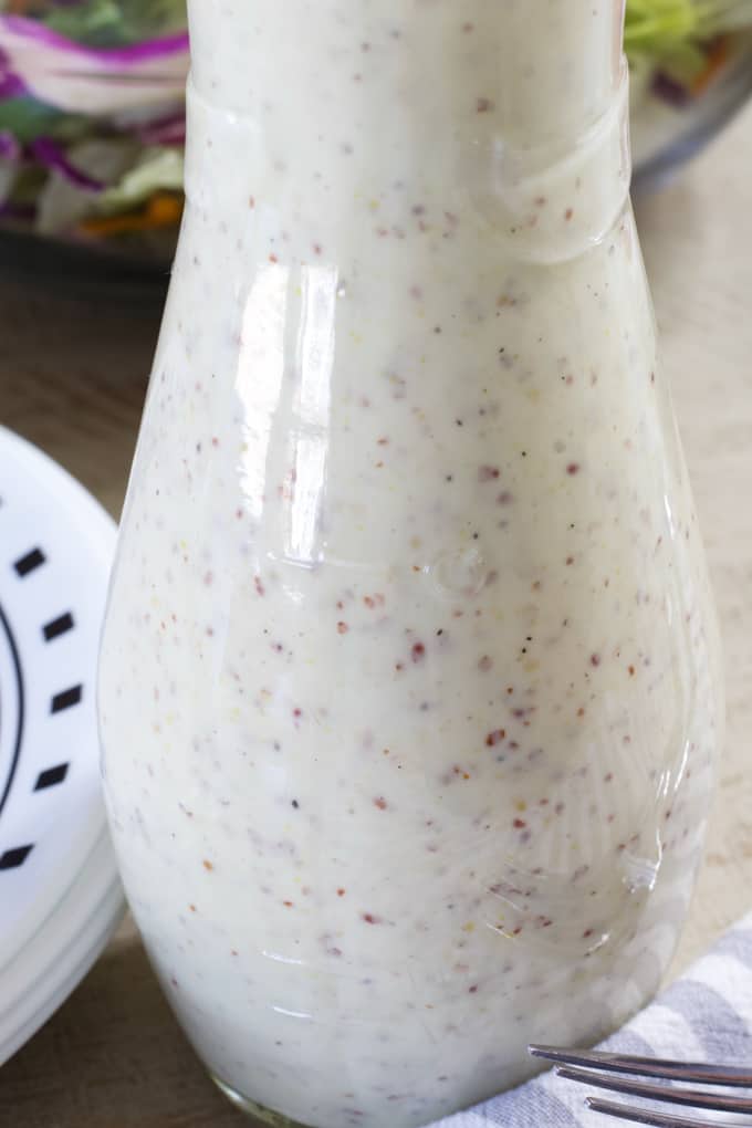 Buttermilk Honey Mustard Dressing is tangy and delicious perfect for salads, but can even be used as a dip or marinade for chicken or pork.