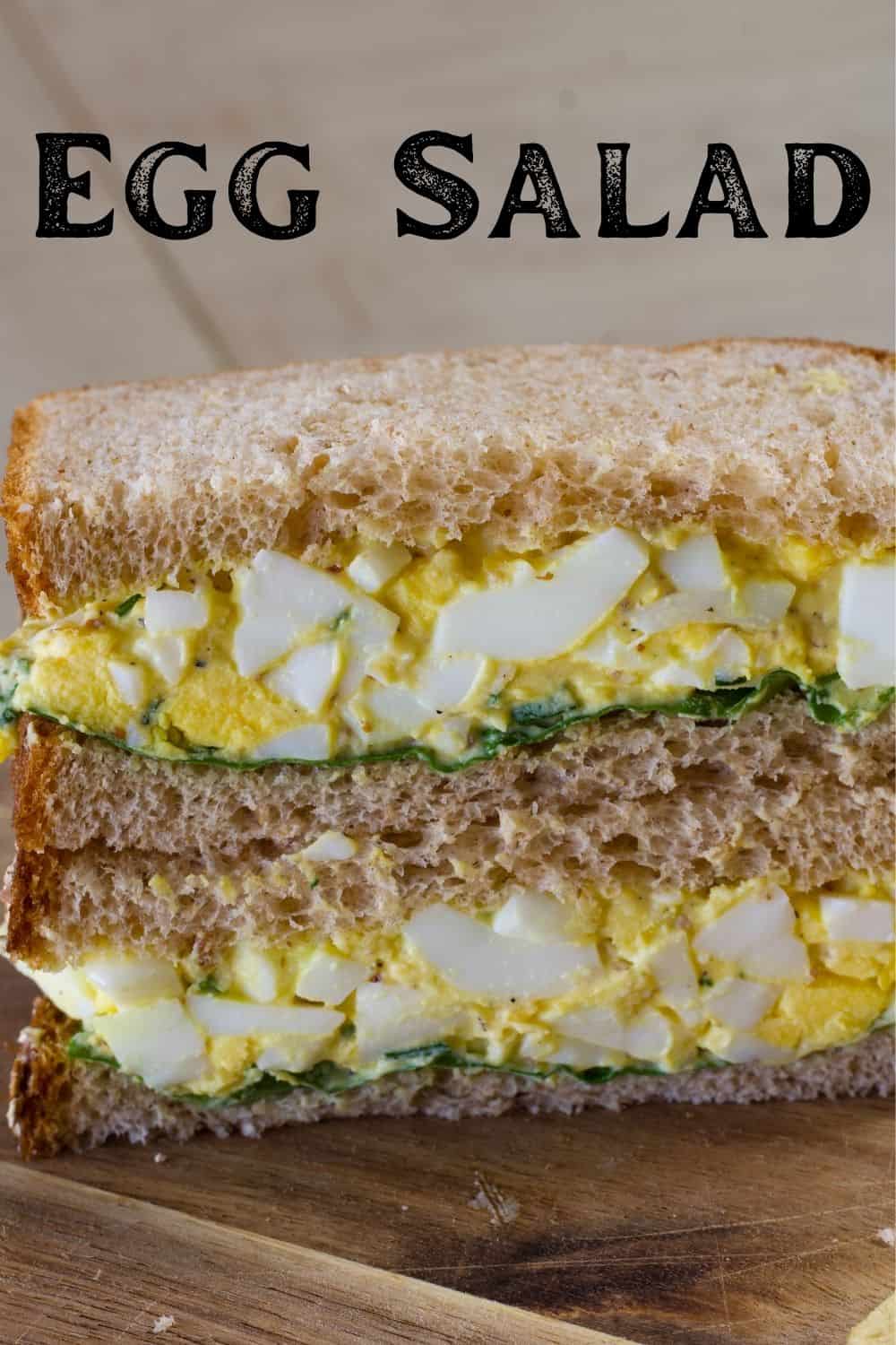 How to make a Classic Egg Salad sandwich with mayonnaise, grainy Dijon mustard, salt pepper and chives. An easy, simple and quick recipe.