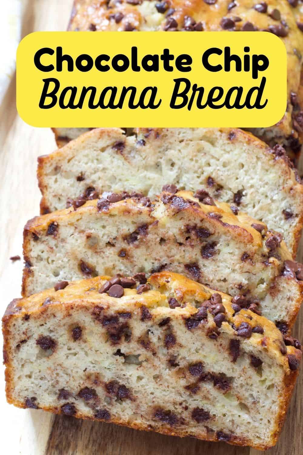 Chocolate Chip Banana Bread Recipe is moist and tender with melty mini chocolate chips. Perfect for breakfast or a snack. via @mindyscookingobsession