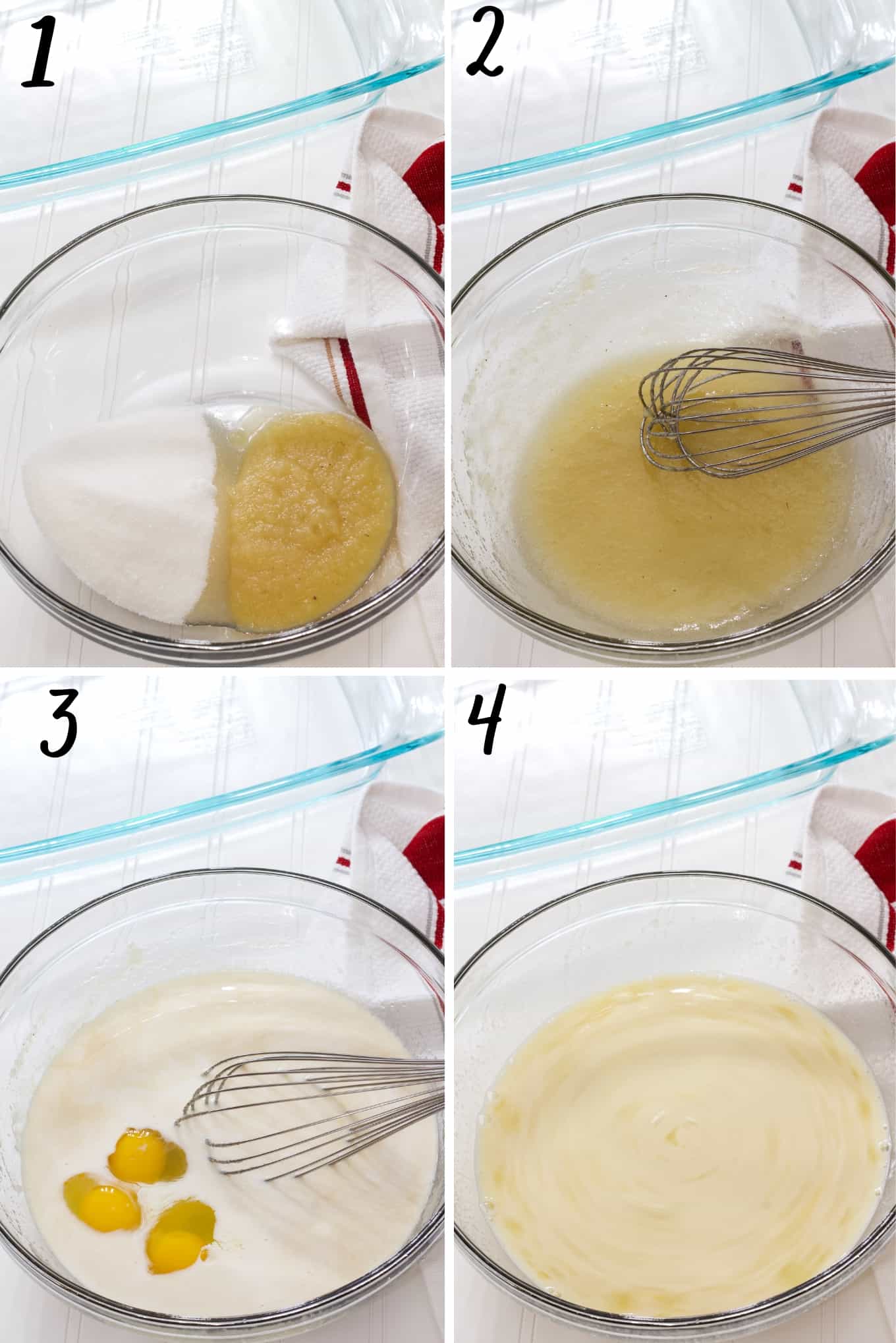A collage of numbered images showing the first 4 steps to make the recipe.