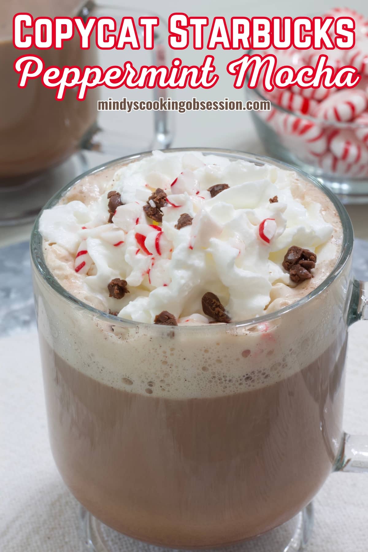 Easy Homemade Starbucks Peppermint Mocha Coffee Recipe! Coffee is mixed with cocoa, sugar and peppermint to make this coffeeshop copycat.  via @mindyscookingobsession