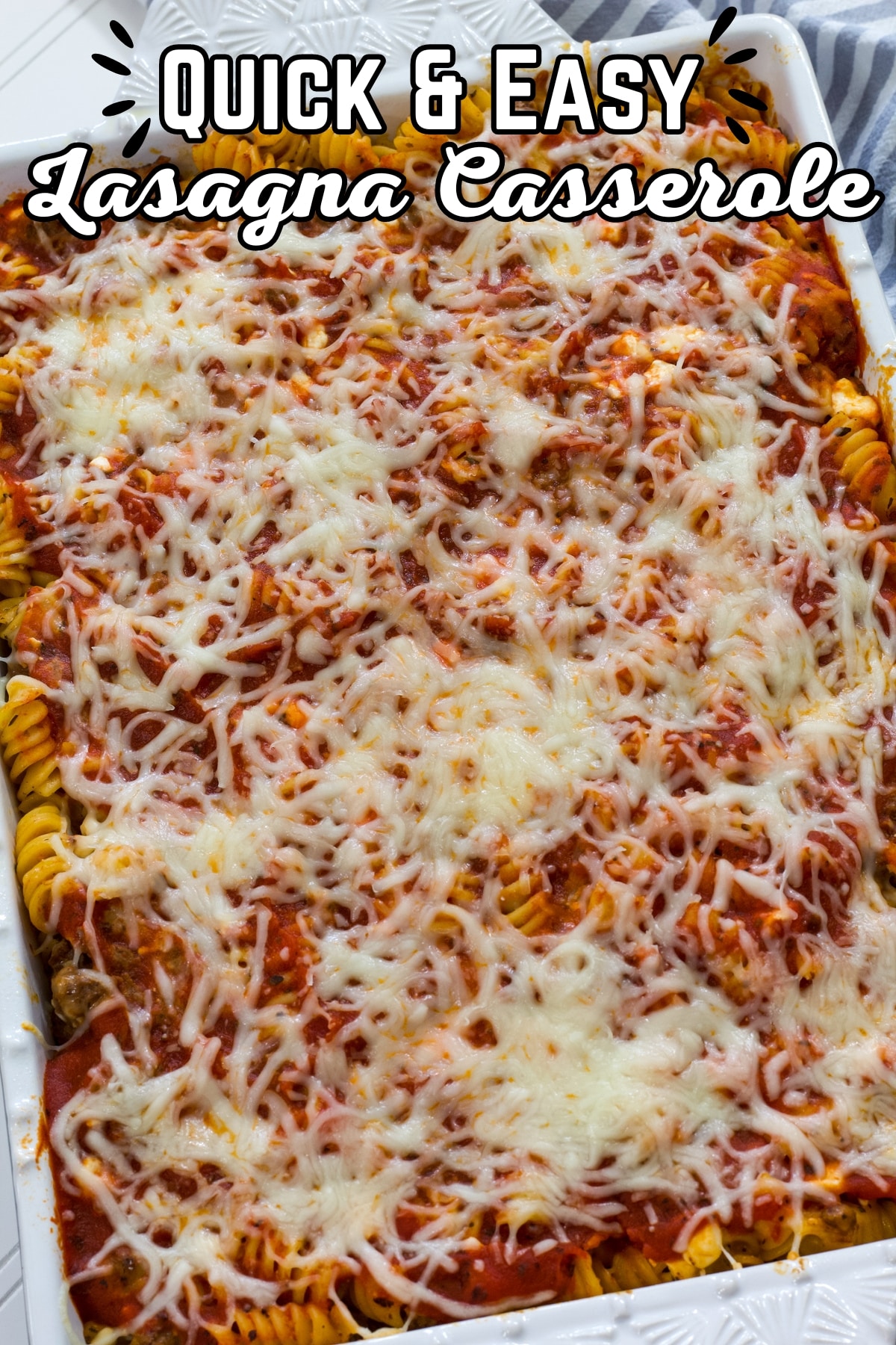Quick and easy homemade lasagna casserole recipe - savor the cheesy goodness in no time. A delicious twist on a classic favorite for effortless comfort. We have swapped the cottage ricotta cheese in traditional lasagne with cottage cheese. Our version is made with tender pasta, ground beef, spices, jar spaghetti sauce, and three kinds of cheese. via @mindyscookingobsession