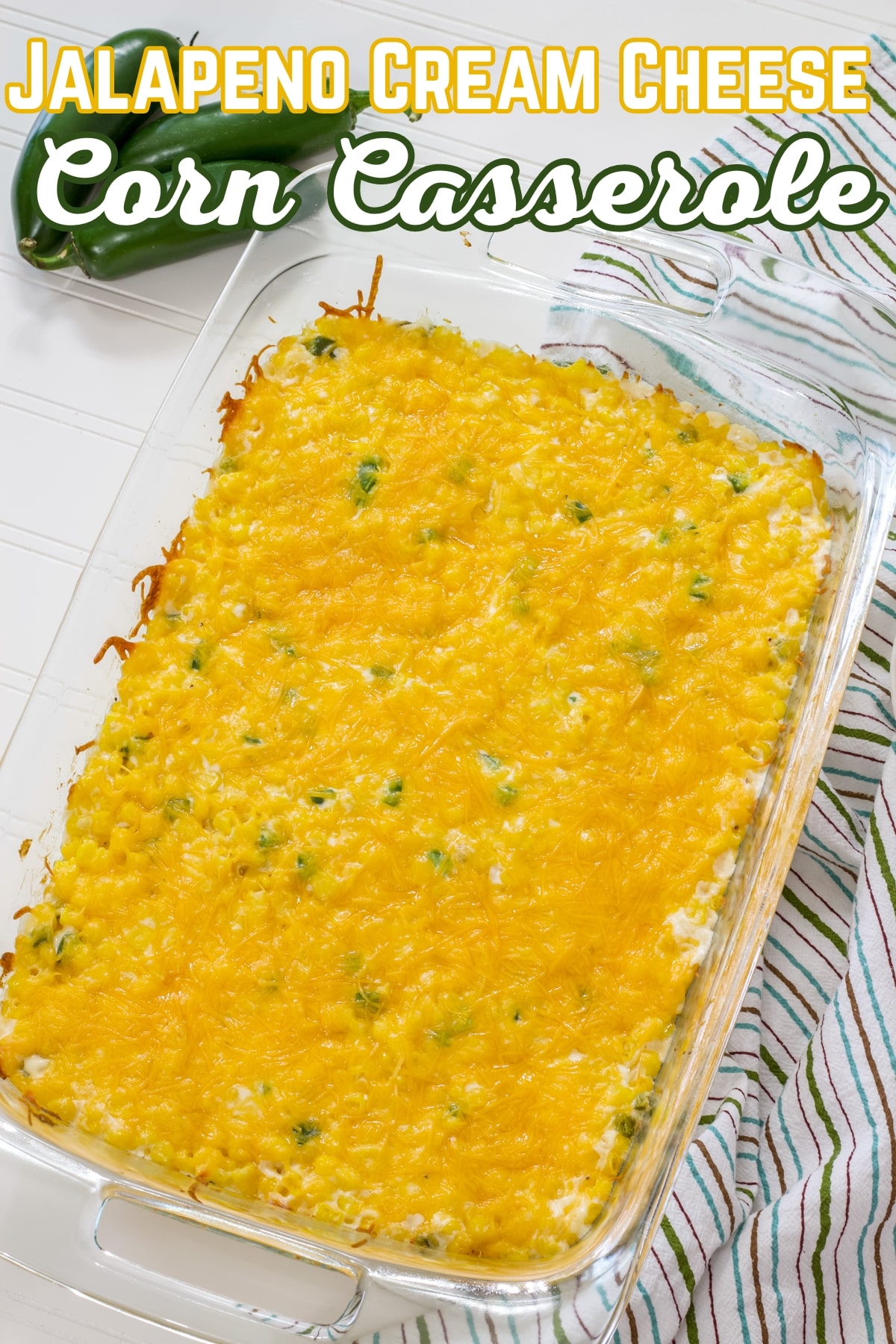 Enjoy a delicious side dish for any occasion with this Jalapeno Cream Cheese Corn Casserole Recipe. It's easy to make and packed with flavor! via @mindyscookingobsession