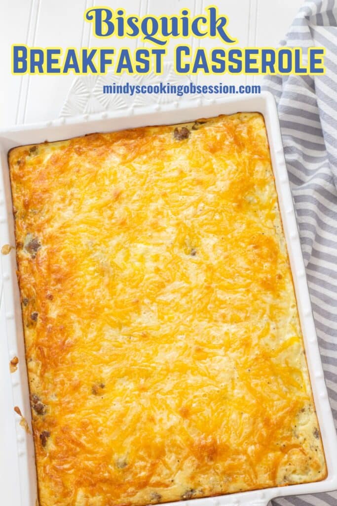 The whole baked uncut casserole, the recipe title is in text at the top.