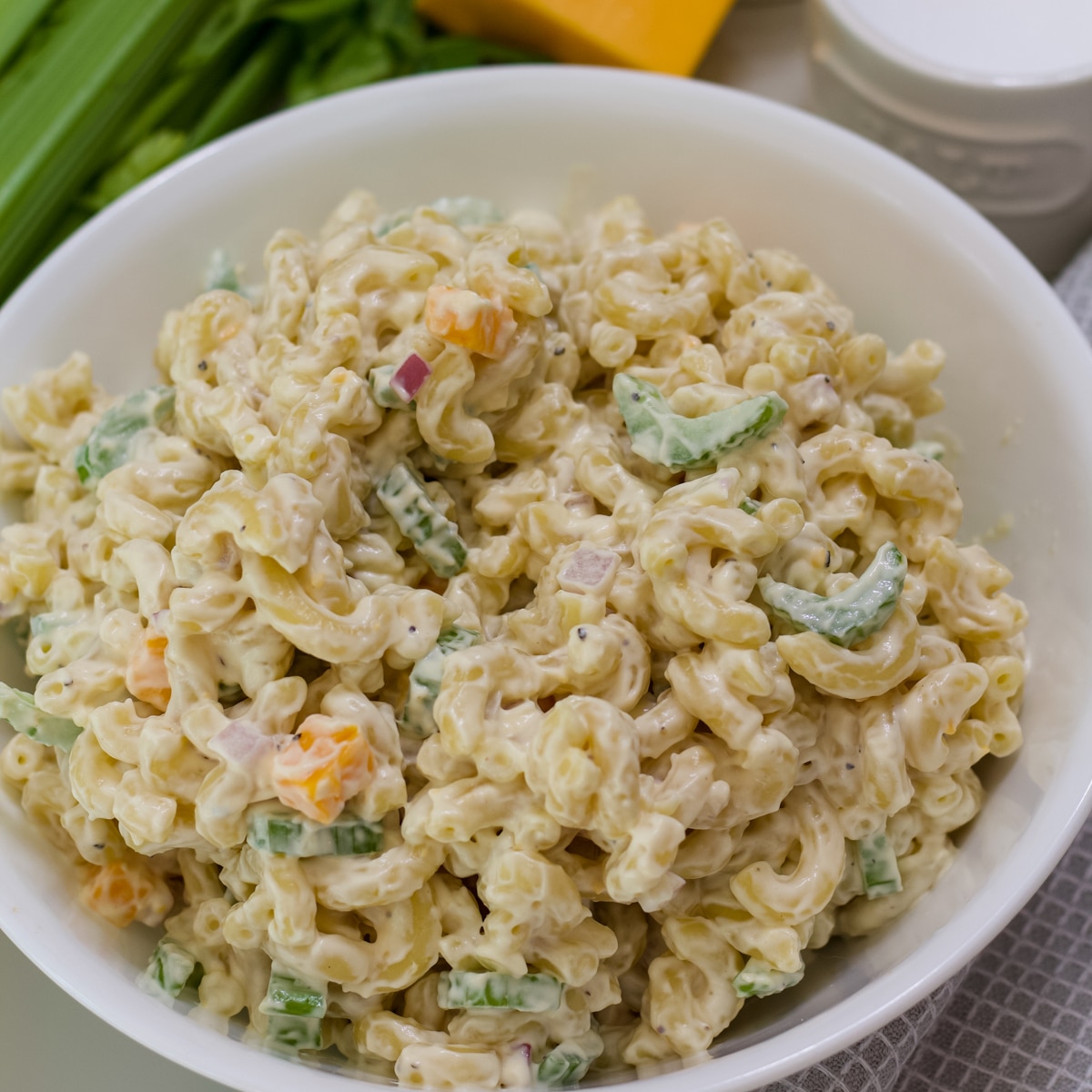 Macaroni Salad with Cheddar Cheese