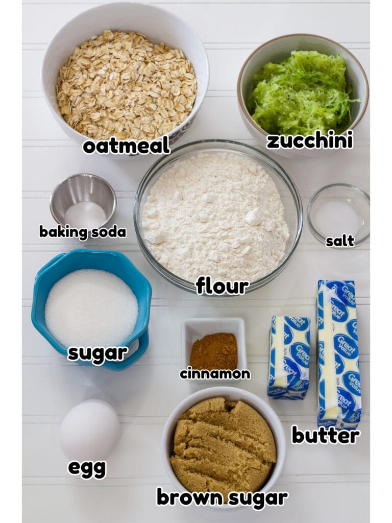 All of the ingredients needed to make the Zucchini Cookies recipe.