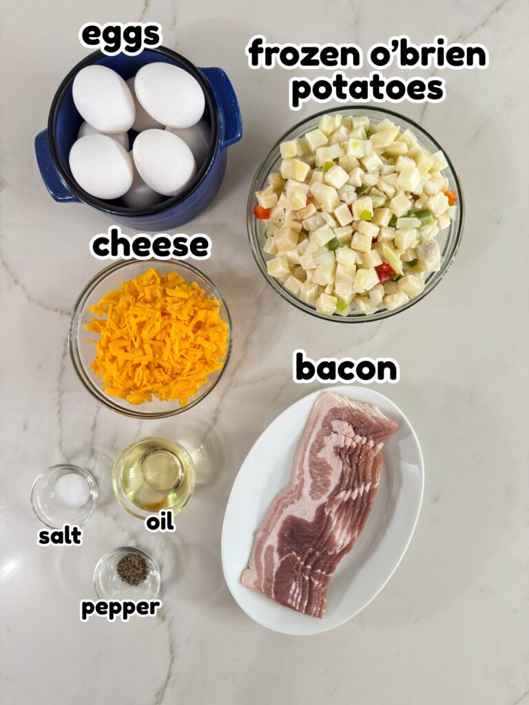 All of the ingredients needed to make the Cowboy Breakfast Skillet recipe.