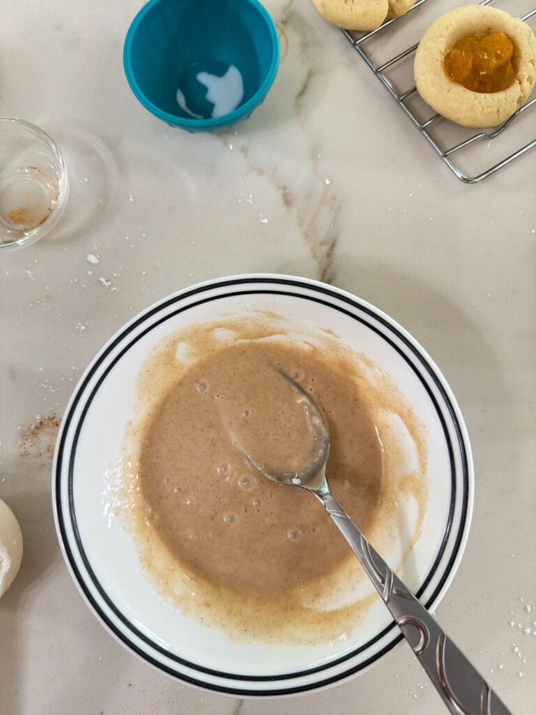 The glaze ingredients mixed together in a small bowl.