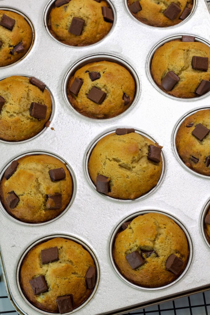 The baked muffins before being removed from the muffin pan.