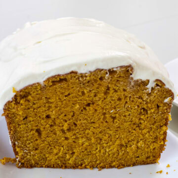 Side view of the cut loaf so the inside is visible.