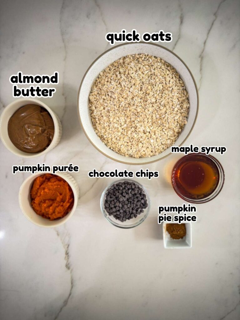 All of the ingredients needed to make the Pumpkin Energy Balls (vegan, gluten-free) recipe.