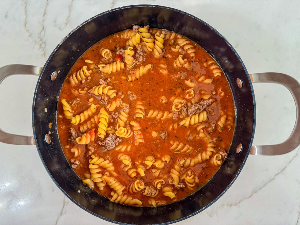 The ingredients in a large pot before it has been simmered.